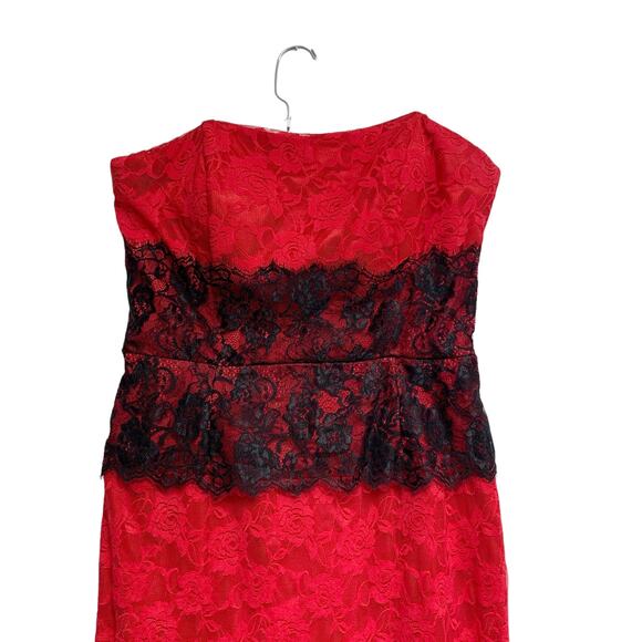 Vintage Fiesta Womens Size XL Red Black Lace Strapless Dress - Picture 3 of 7